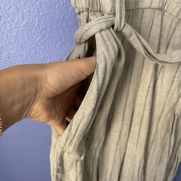 Women's Vince Camuto Jumper Capris Wide Leg Romper V Neck Short Sleeve Linen S - Picture 4 of 8